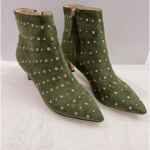 Women’s Olive Green Studded Ankle Boots Size 8.5